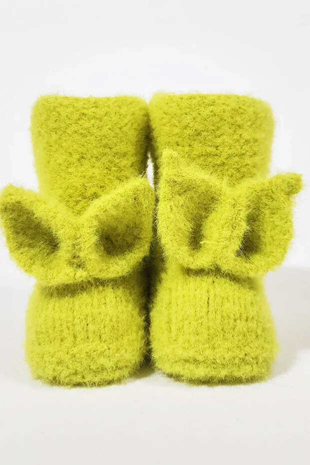 Детские тапочки для девочек без каблука Rabbit Ear Knitted Baby Home Boots Effe, Oil Green