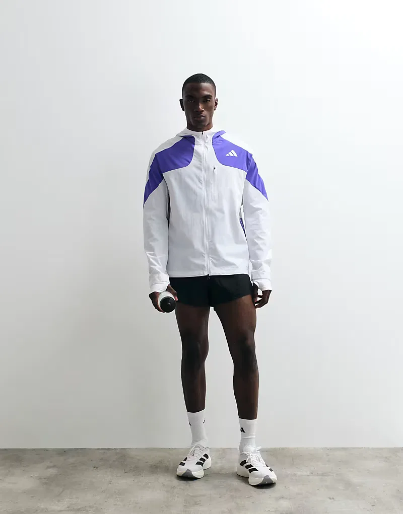 Беговая куртка Adidas performance Adizero белого/фиолетового — фото 2