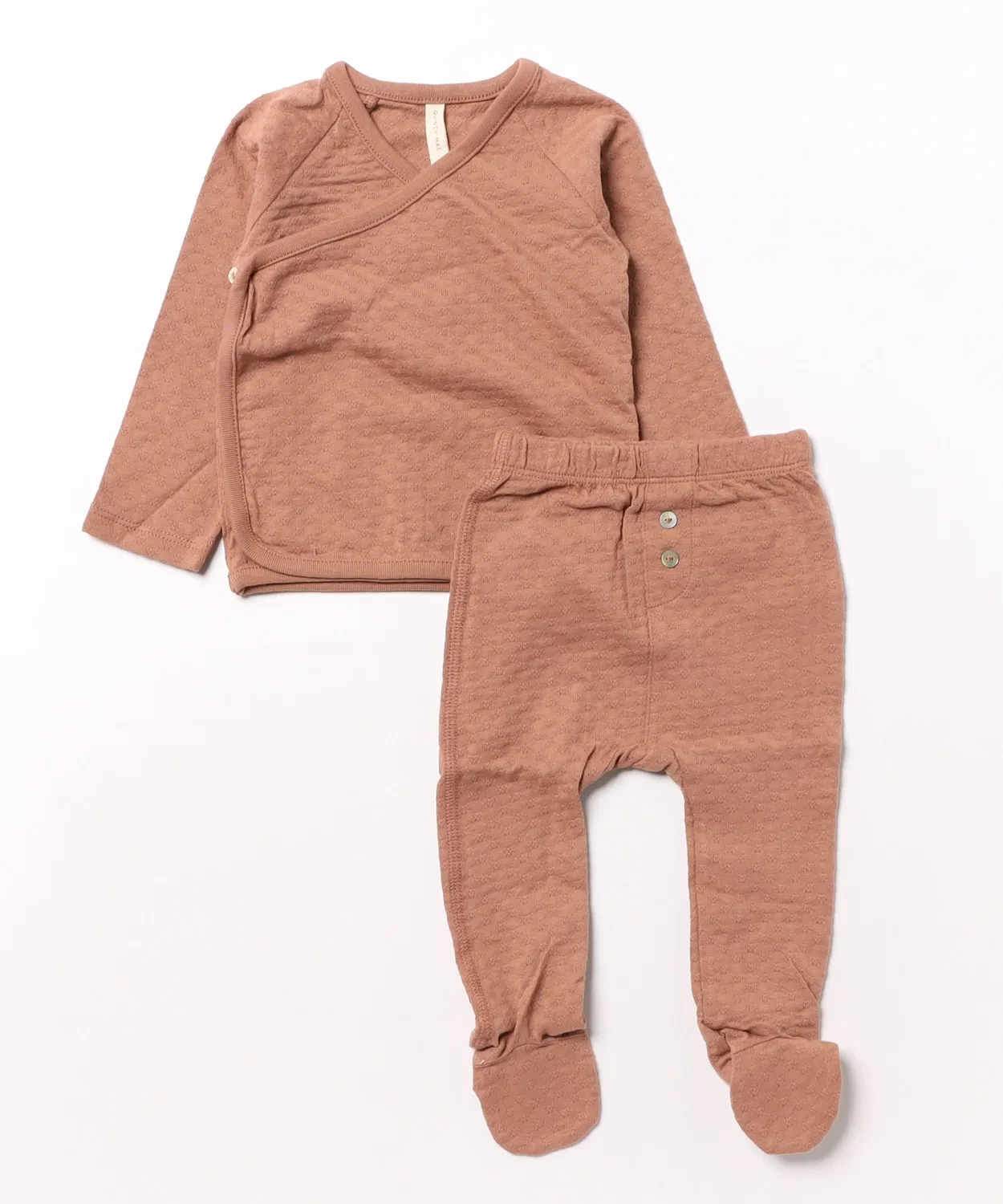 Детский комплект из топа и штанов с длинным рукавомPointelle Wrap Top + Pant Set Quincy Mae, Brown