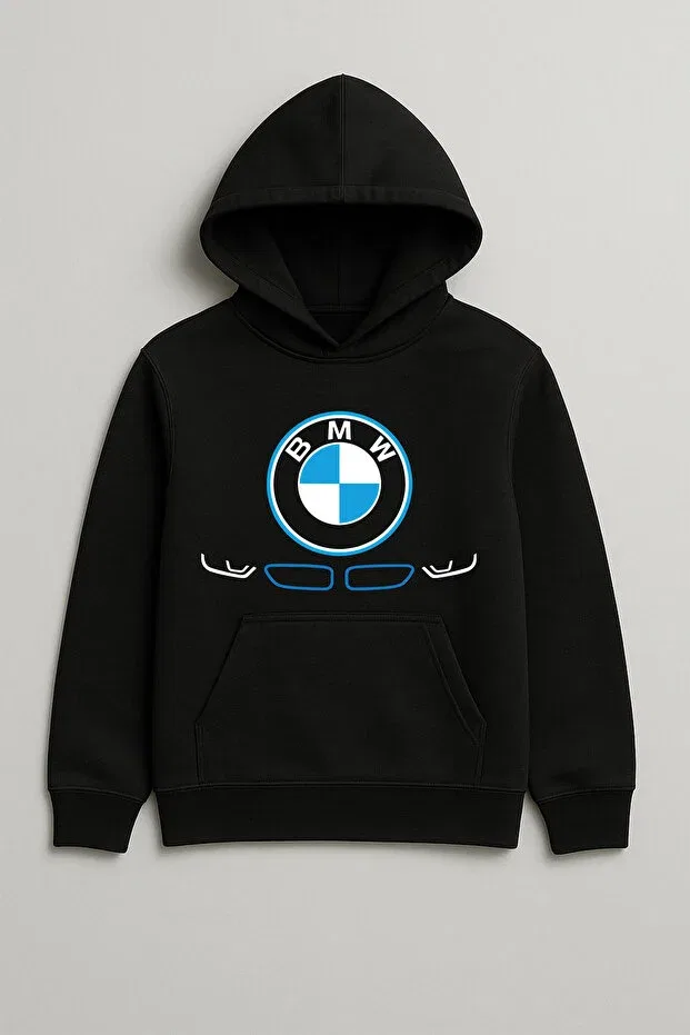 Детское худи с принтом Bmw Printed Unisex Kids Hoodie Svart Wear, Black