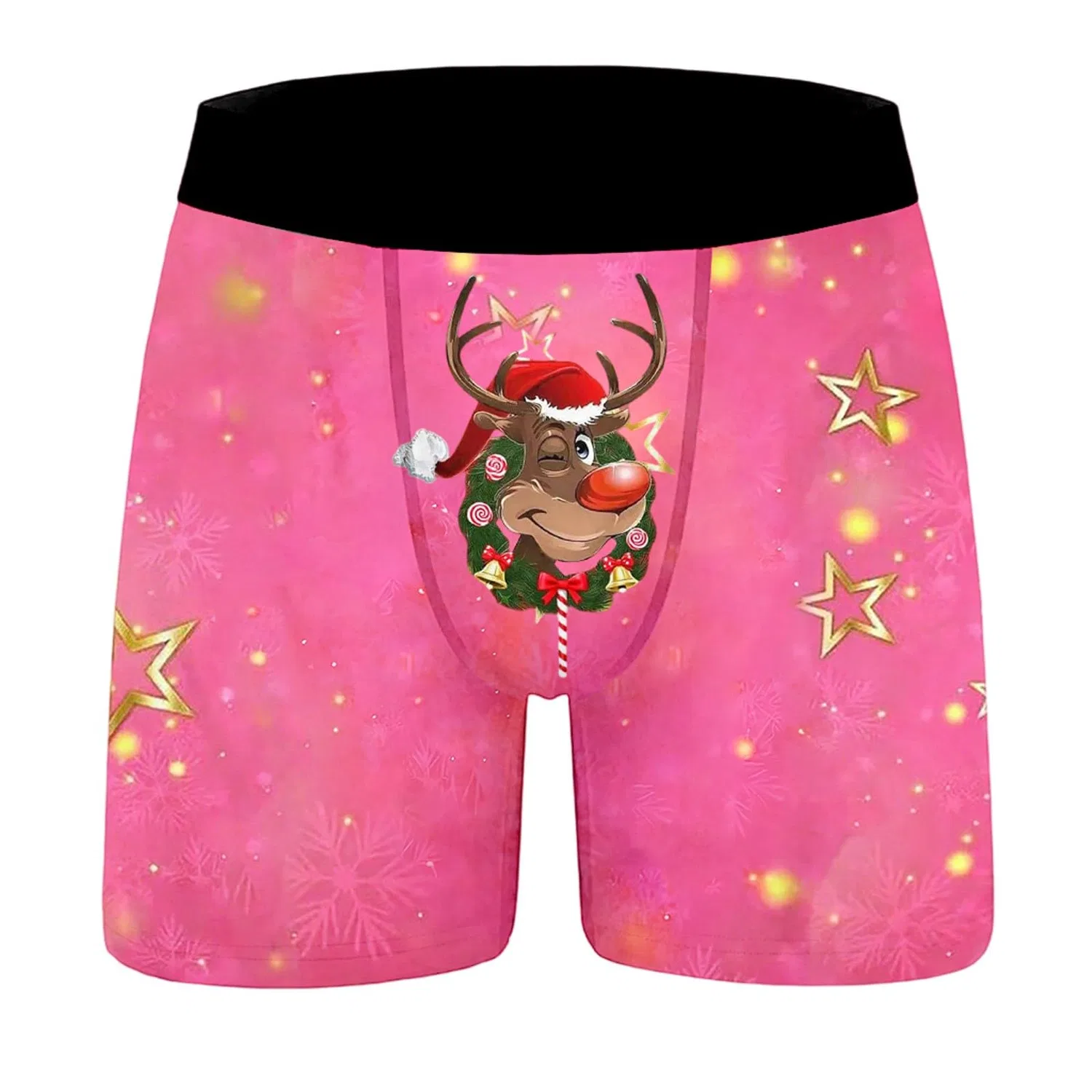 Мужские боксеры с принтом Christmas Pattern, 08 Hot Pink — фото 3