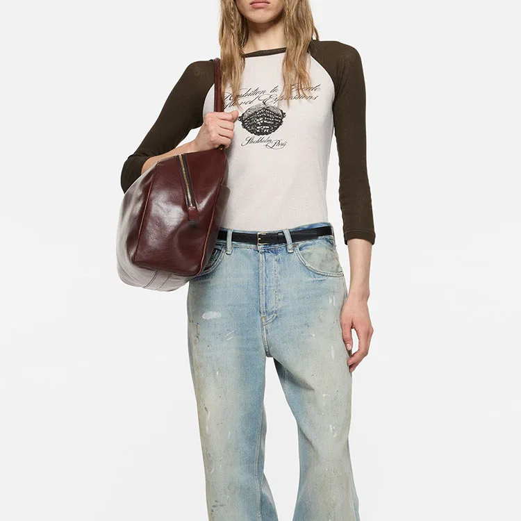 Женская футболка с круглым вырезом Acne Studios, Beige/Brown — фото 4