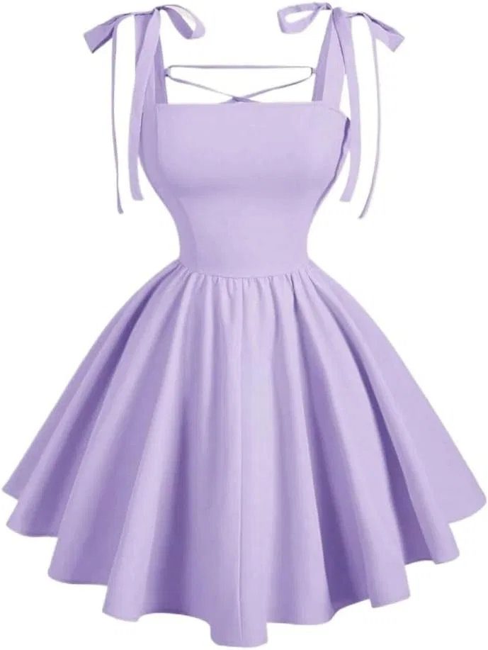 Женское ками-платье с бантом на спине, короткое, свободного кроя, Lilac Purple