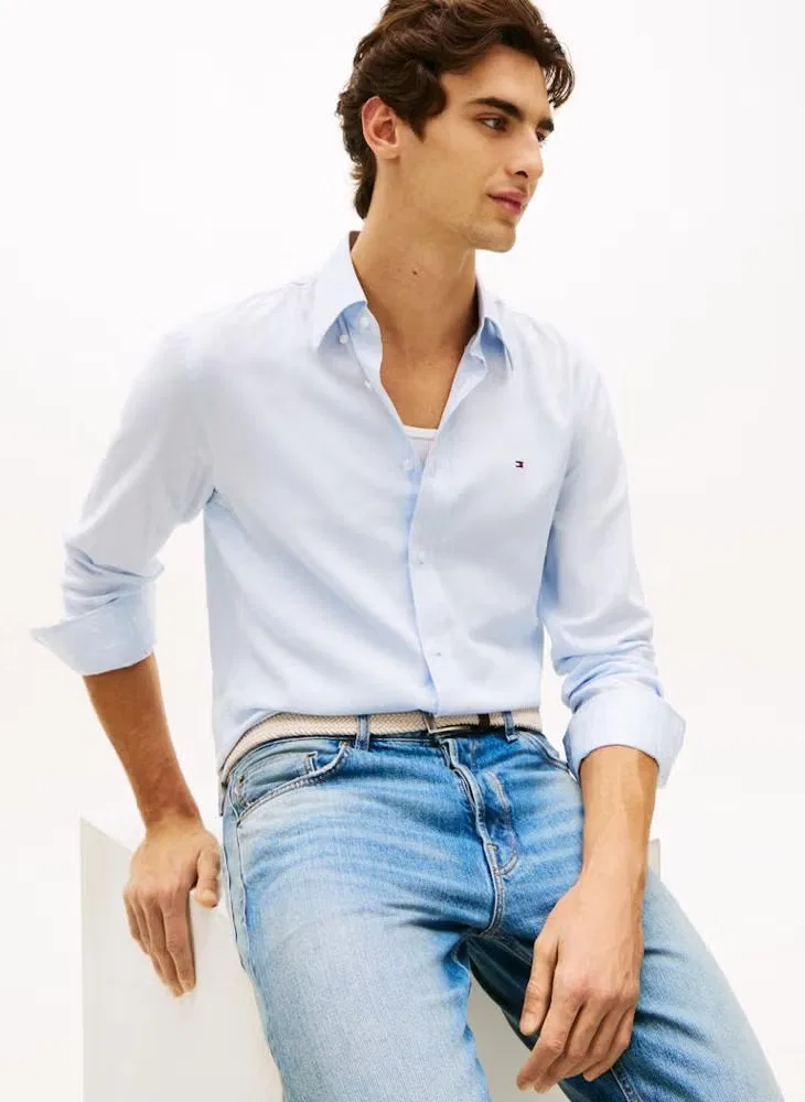 Рубашка классическая из оксфордского хлопка Regular fit Oxford Tommy Hilfiger, голубой — фото 3