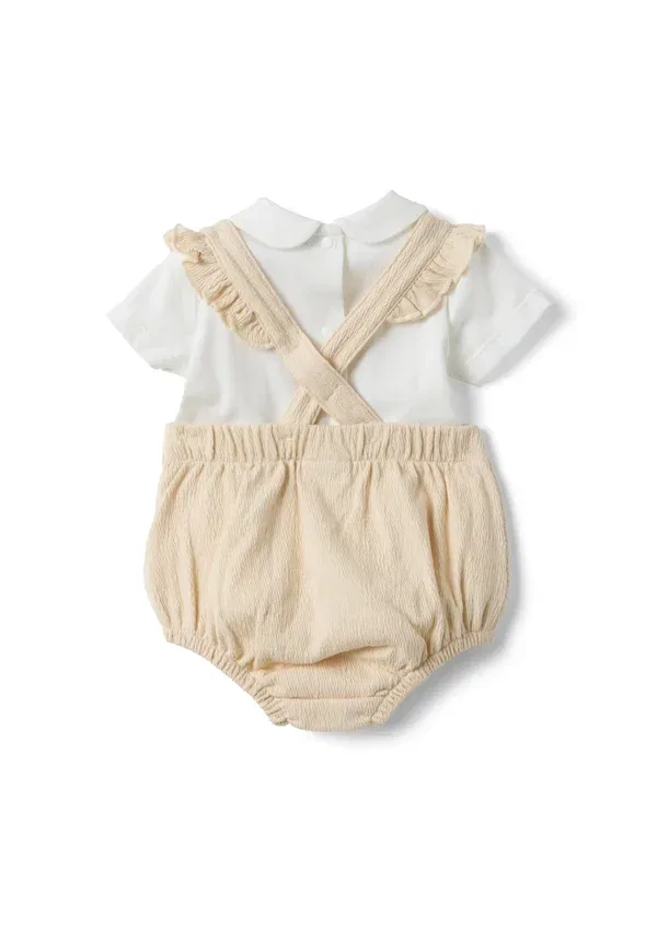 Комплект из футболки и брюк хлопковые Set t-shirt and dungarees Ovs, White, Beige, белый/бежевый — фото 2