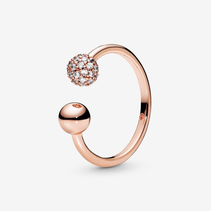 

Кольцо Pandora Signature Polished & Pave Bead Open, розовое золото