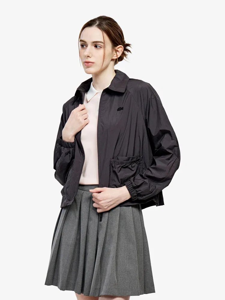 Пуховик женский LACOSTE Black, с воротником-стойкой, объемный