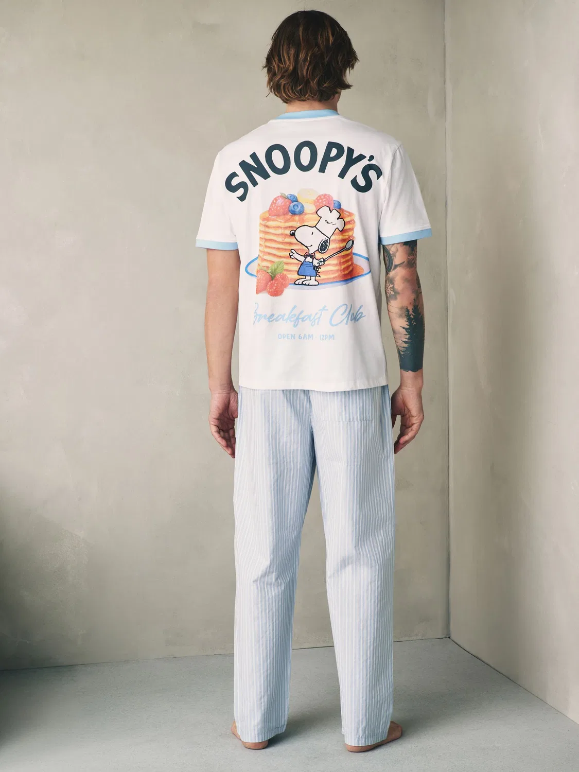 Пижамный комплект с графическим принтом Snoopy Breakfast Next, белый/синий