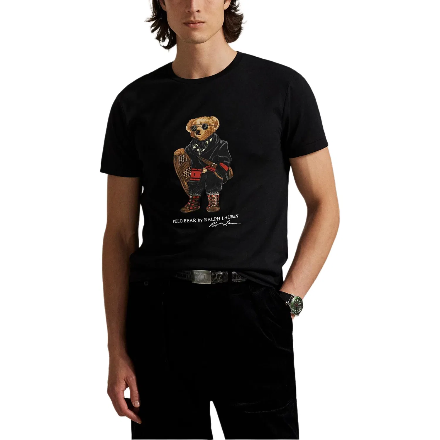 Мужская футболка с принтом медведя Polo Ralph Lauren, Black — фото 2