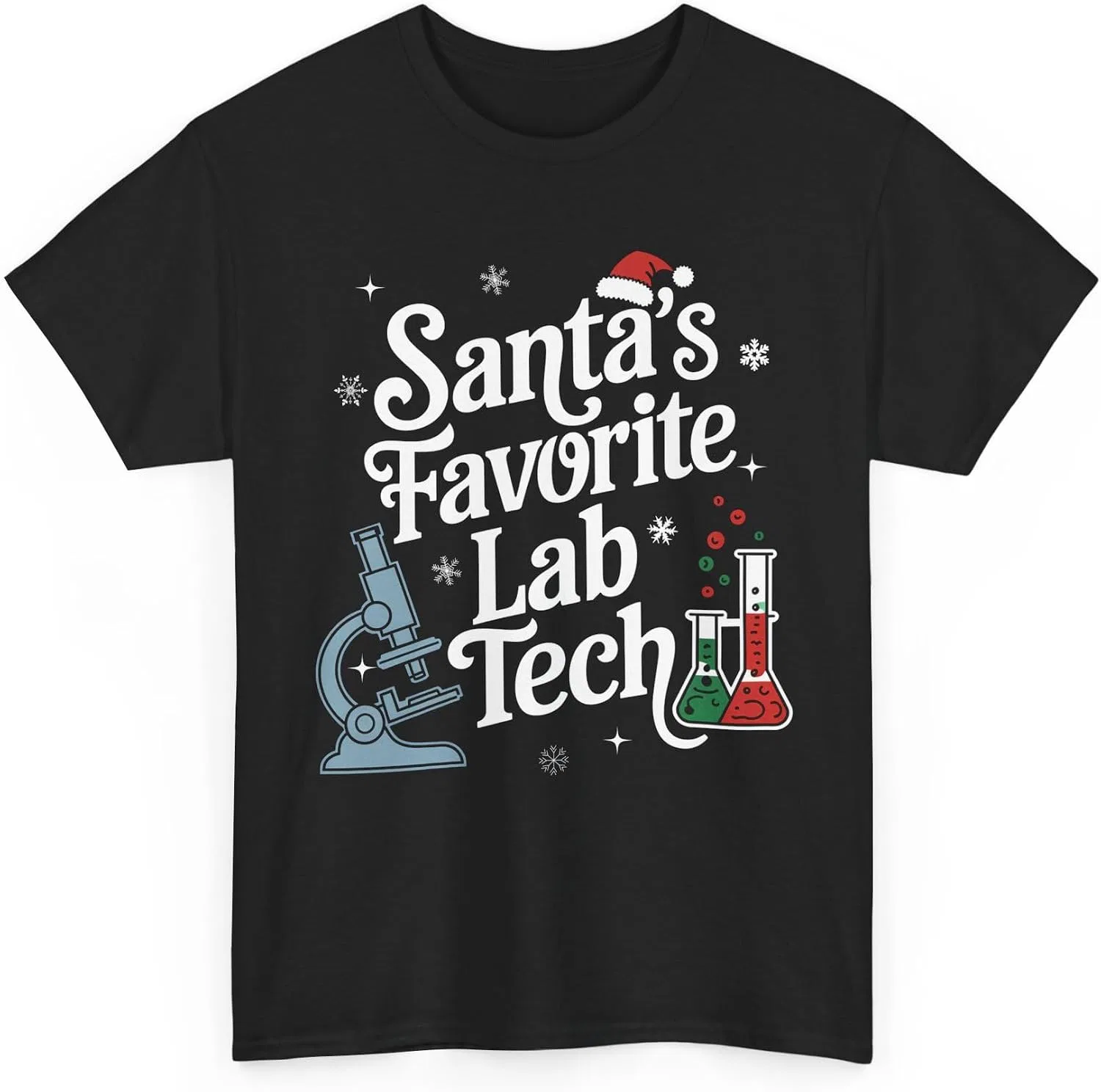 Женская футболка с Санта-Клаусом Christmas Lab Technician Gildan, Black