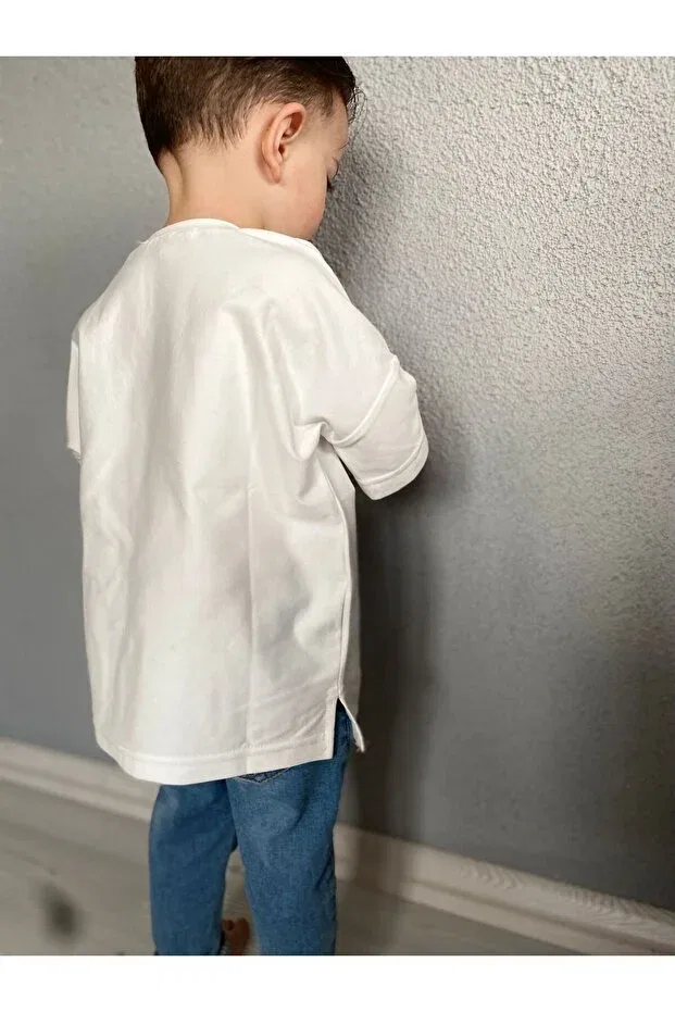 Детская футболка оверсайз с принтом Favorimkids, White — фото 4