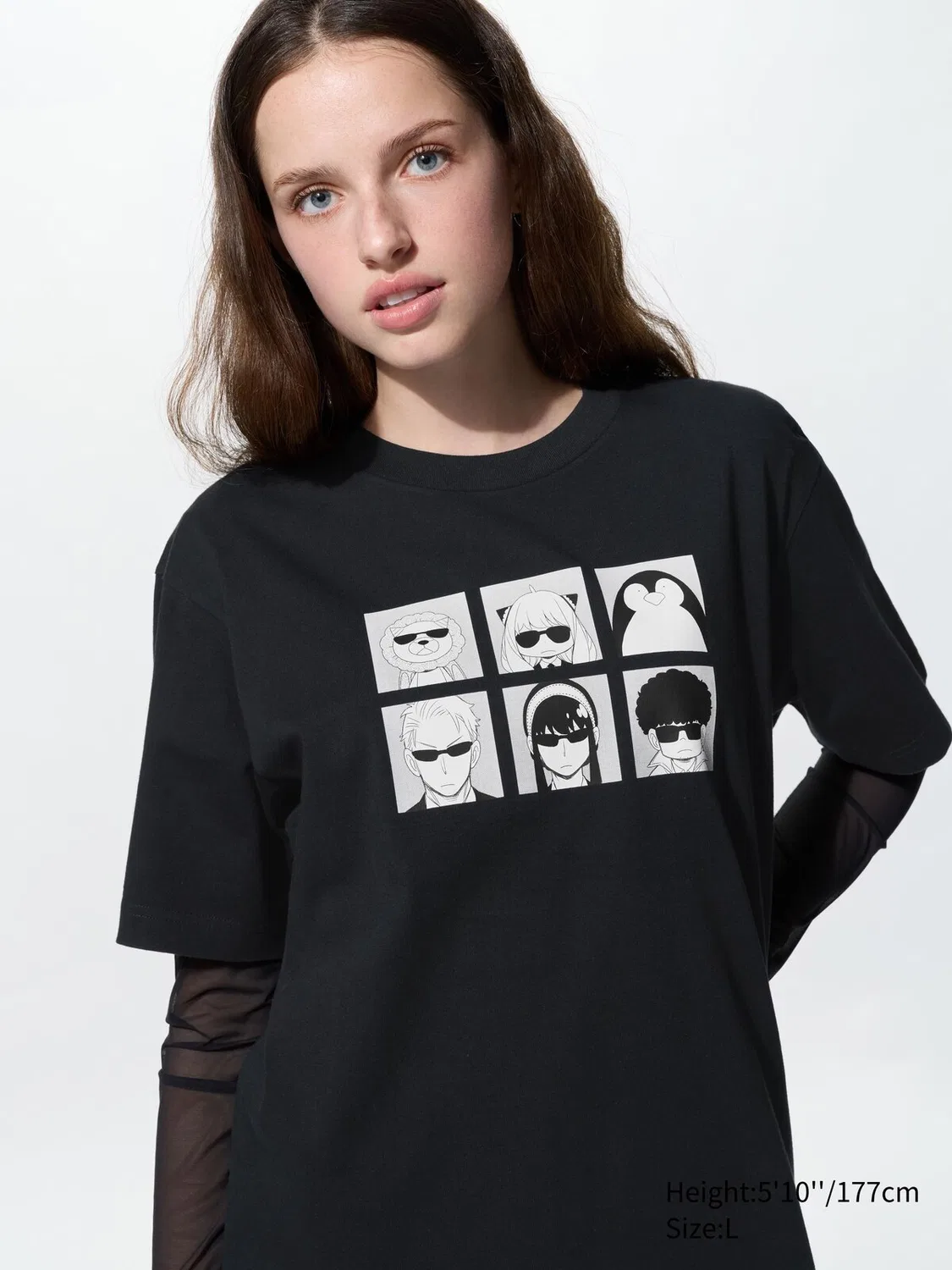 Футболка Uniqlo, графический принт аниме Spy x Family, черный — фото 3