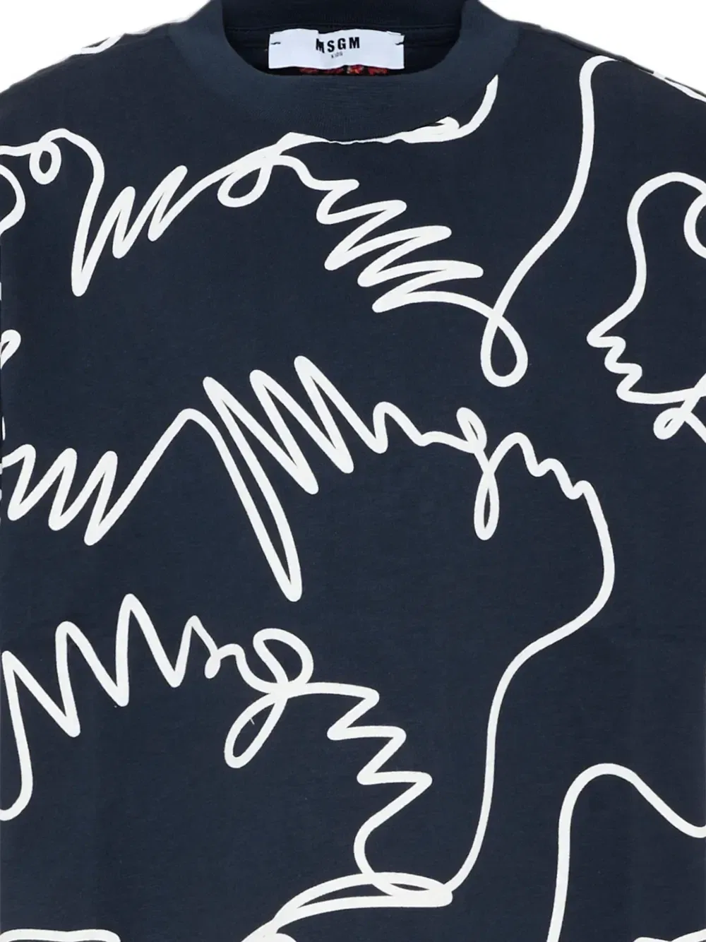 Футболка с принтом в виде каракулей Msgm Kids, синий — фото 3