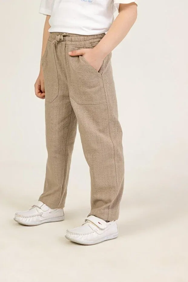 Детские брюки для девочек льняные Dmb Kids, Beige