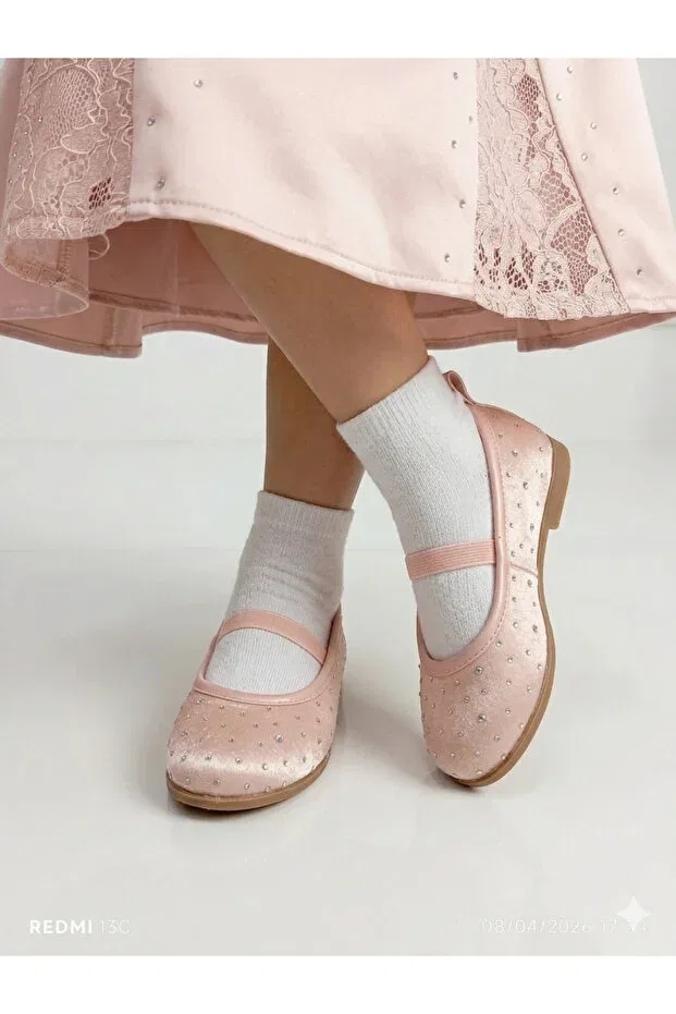 Детские балетки для девочек с жемчугом Patik Bebe, Pink