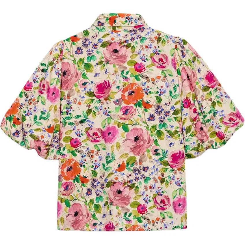 Женская рубашка с воротником-стойкой Multicolor ZARA, Multicolor — фото 3