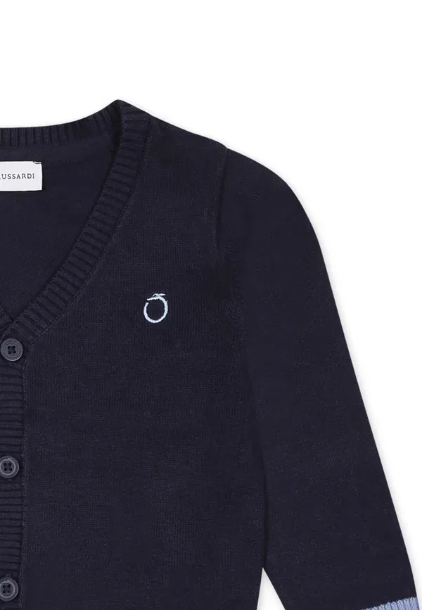 Кардиган хлопковый Cardigan Tru Trussardi Junior, синий — фото 3