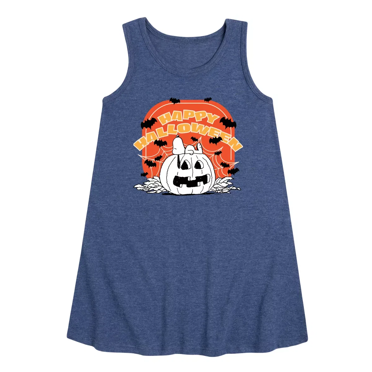 Детское платье-трапеция без рукавов Peanuts Retro Halloween Peanuts, Heather Navy