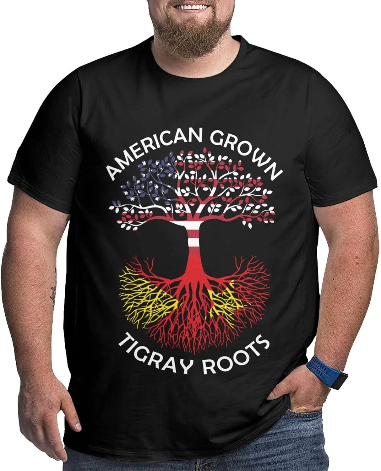 Мужская футболка с графическим принтом Regular Fit, American Grown Tigray Region Roots