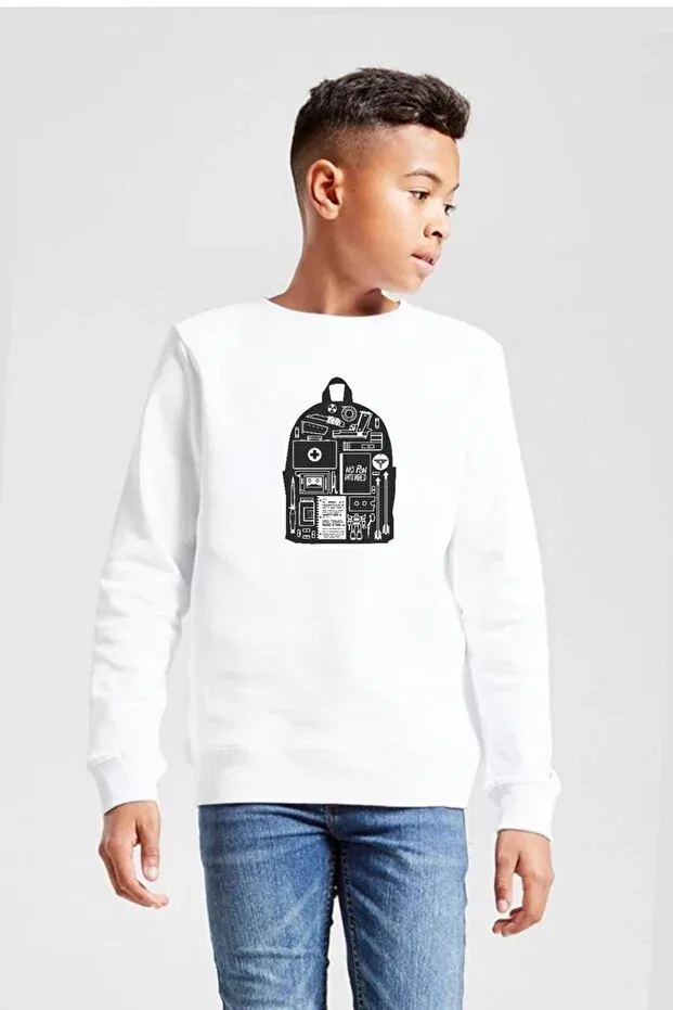 Детское худи для мальчиков с принтом The last of us ellie's backpack white kids 2ip Tshirthane, White
