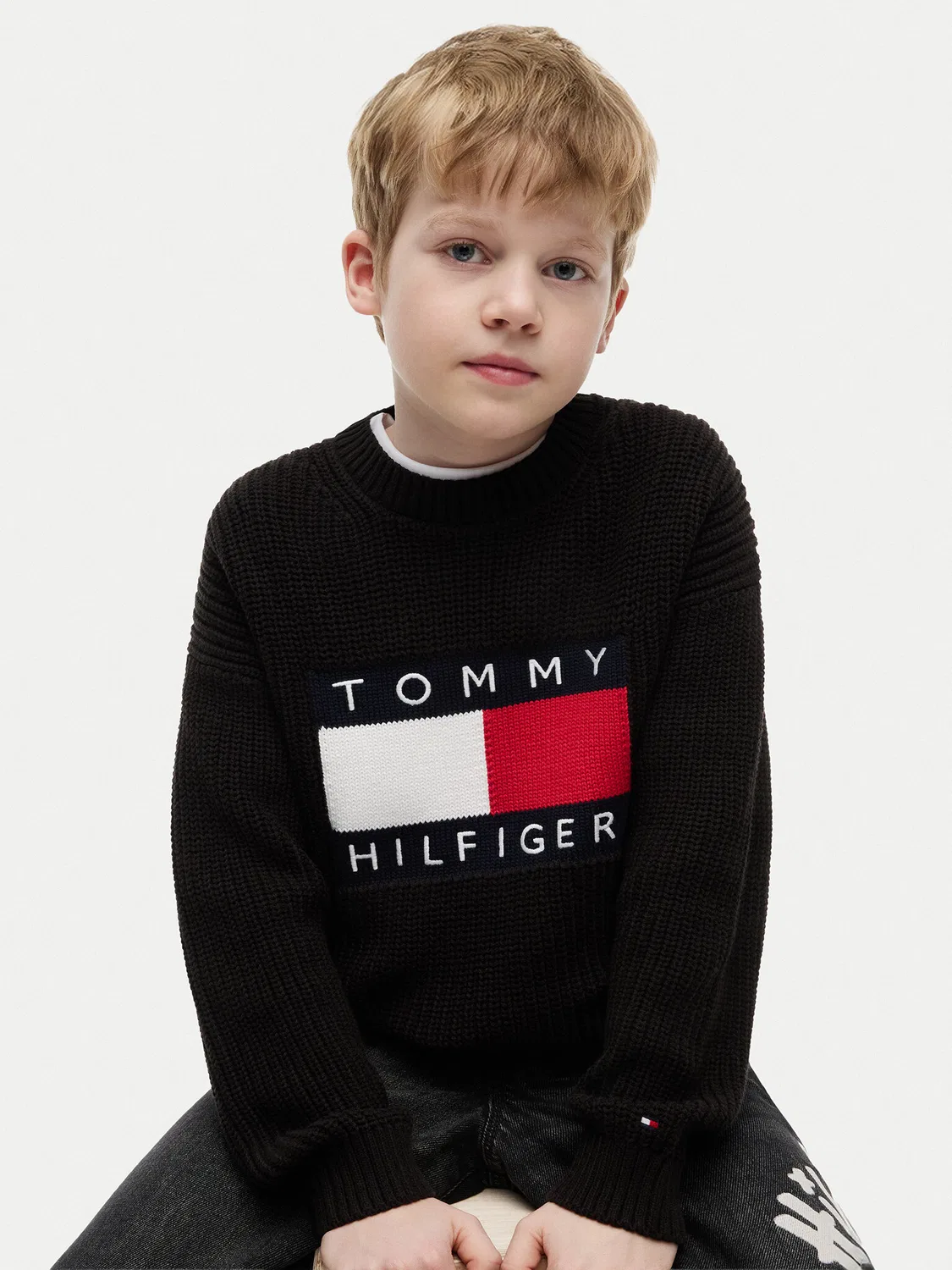 Пуловер стандартного кроя для мальчика Heritage Tommy Hilfiger, черный — фото 4