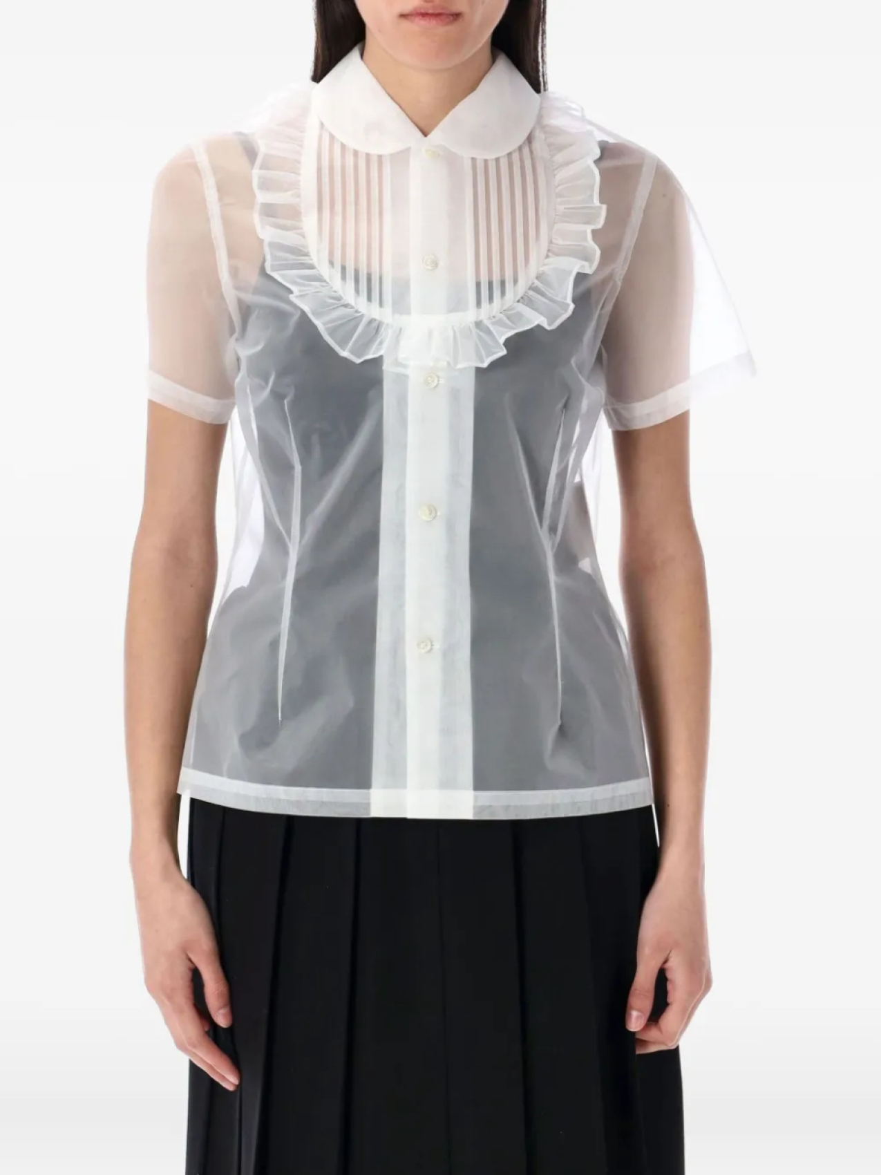 

Прозрачная рубашка с оборками Comme Des Garçons Girl, белый