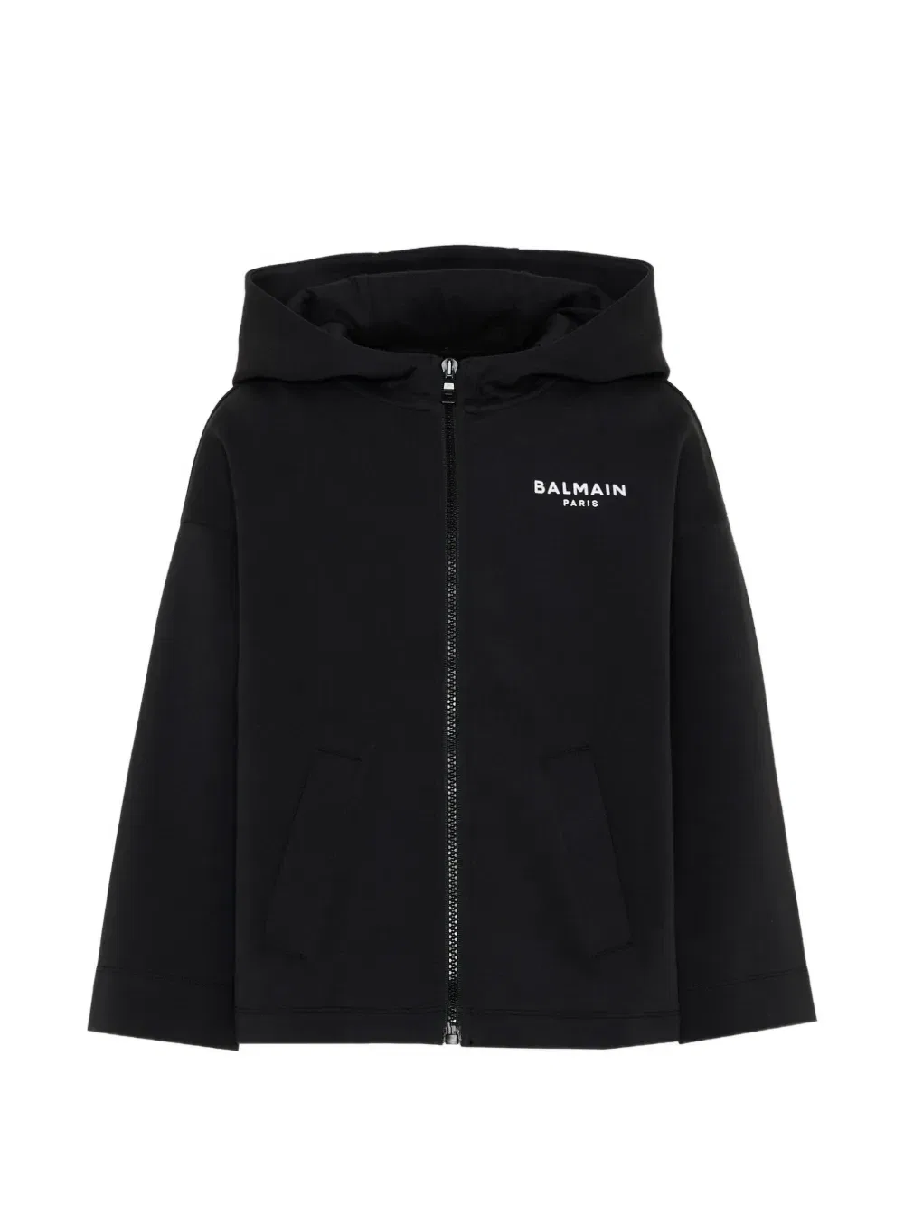 Худи на молнии с принтом логотипа Balmain Kids, черный