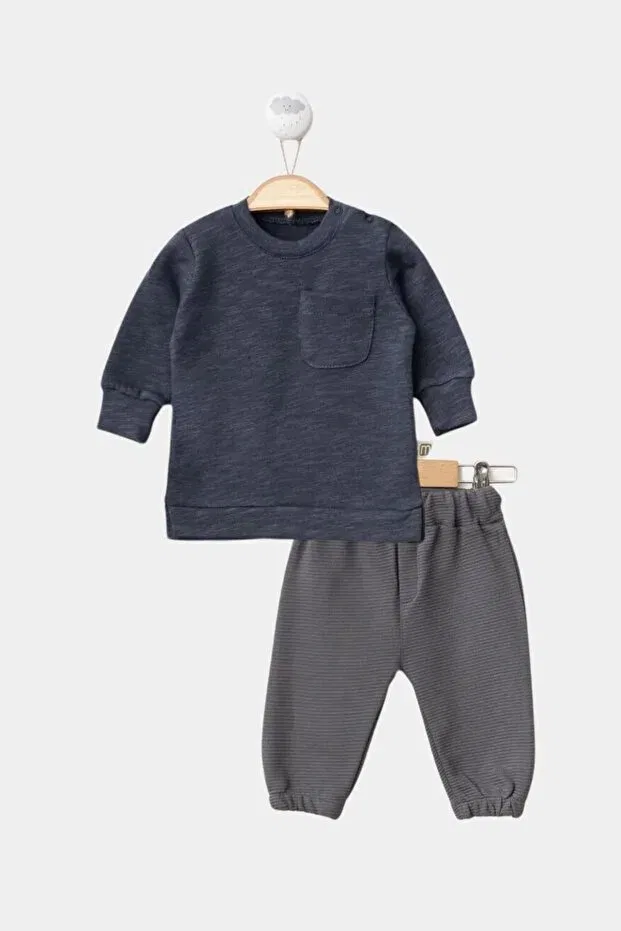 Детский спортивный комплект из футера с длинным рукавом Minytrendy, Smoke Grey