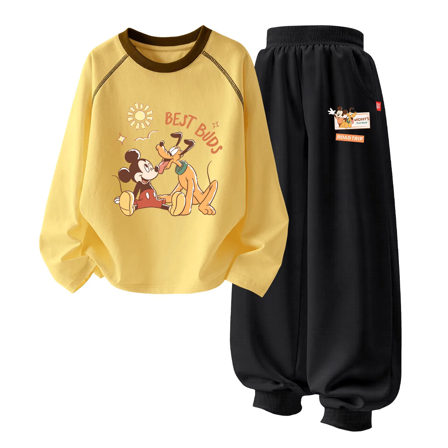 Детский спортивный костюм с круглым вырезом тонкий дышащий Disney, Di Lucky Clover K Spring Sprout Green+Di Lucky Clover K Gray — фото 3