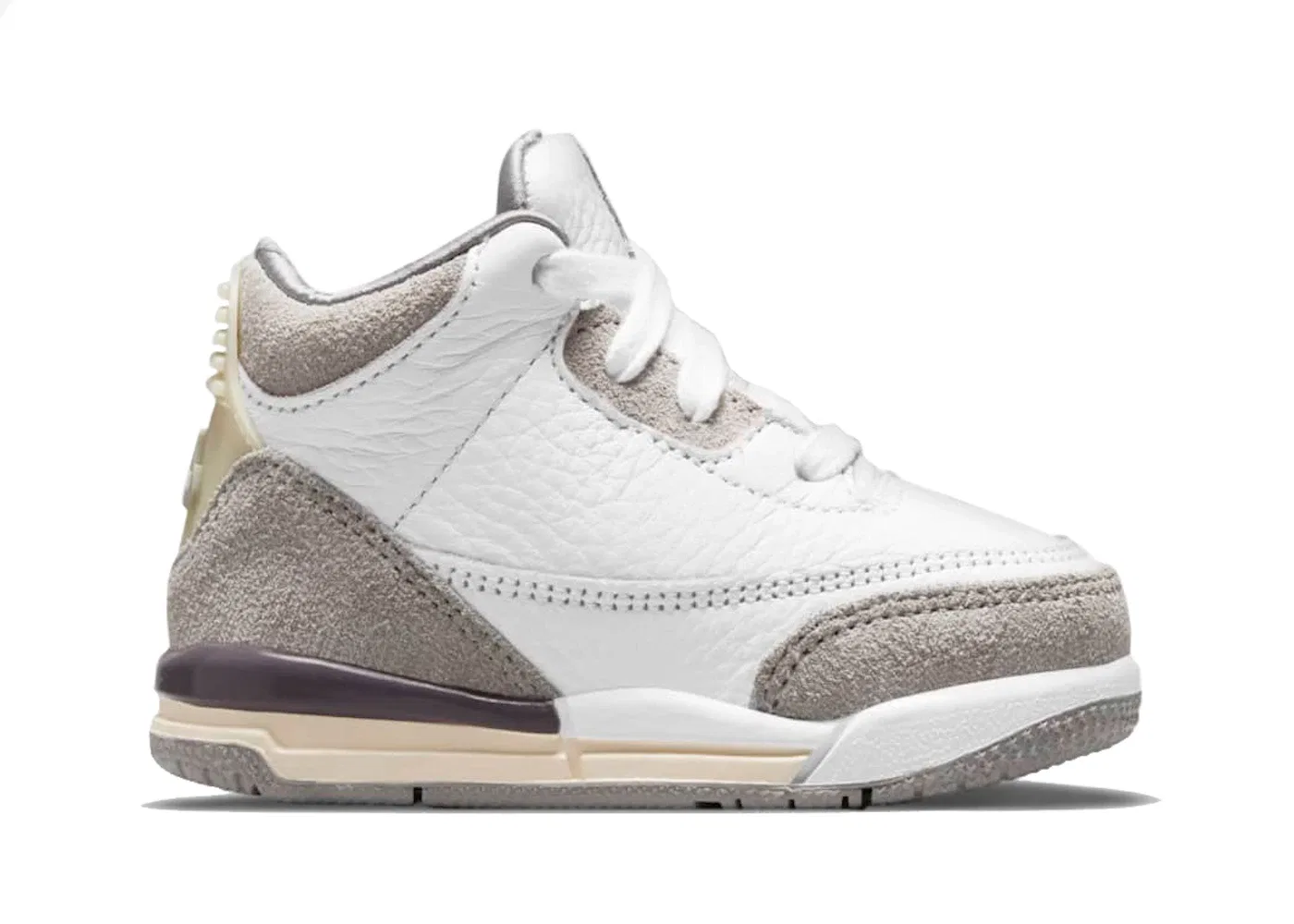 Детские кроссовки с премиум-кожей Jordan 3 Retro SP A Ma Maniére, White/Medium Grey-Violet Ore-White