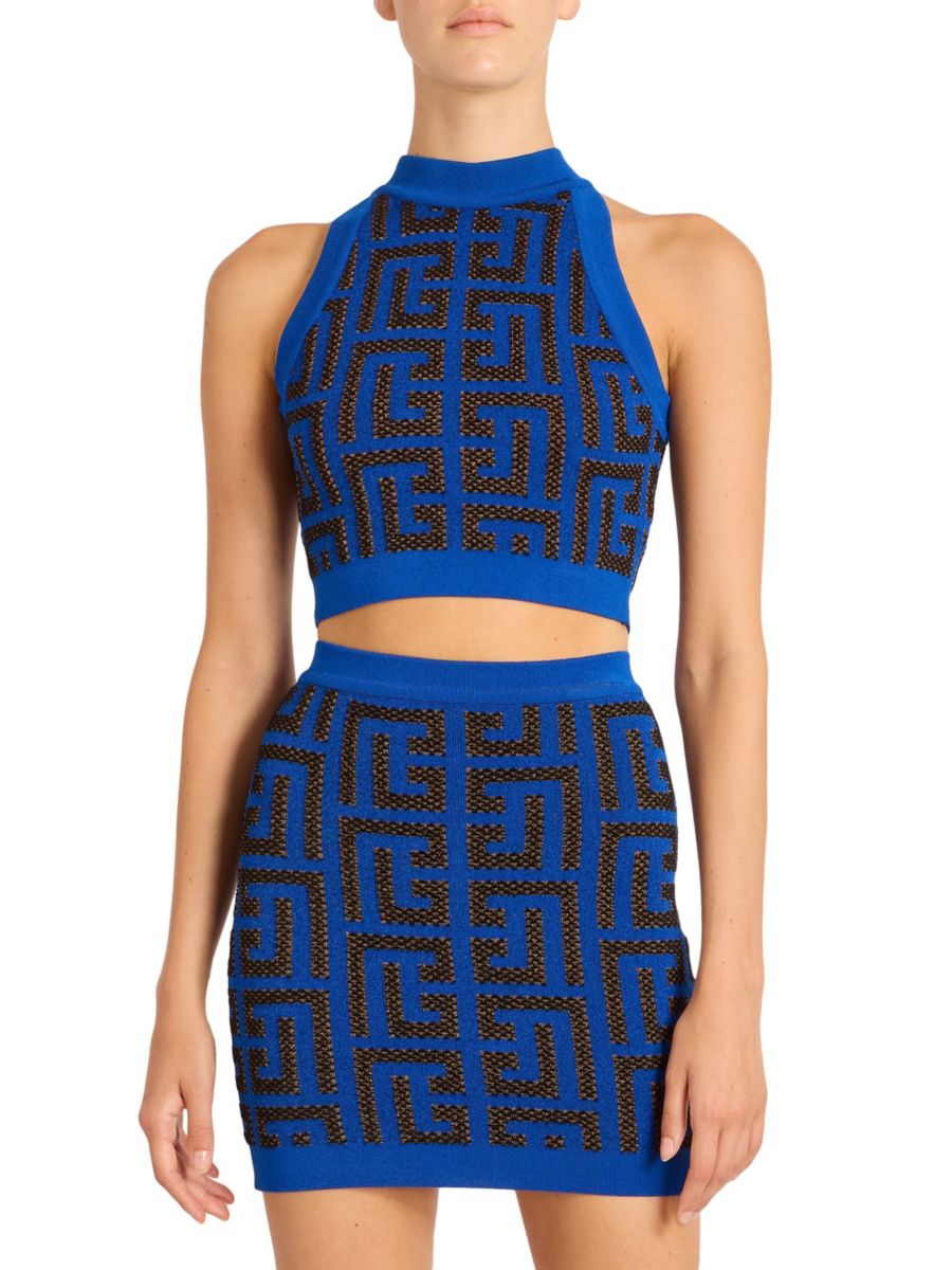 

Топ с монограммой Pharaon Balmain, цвет Electric Blue Black