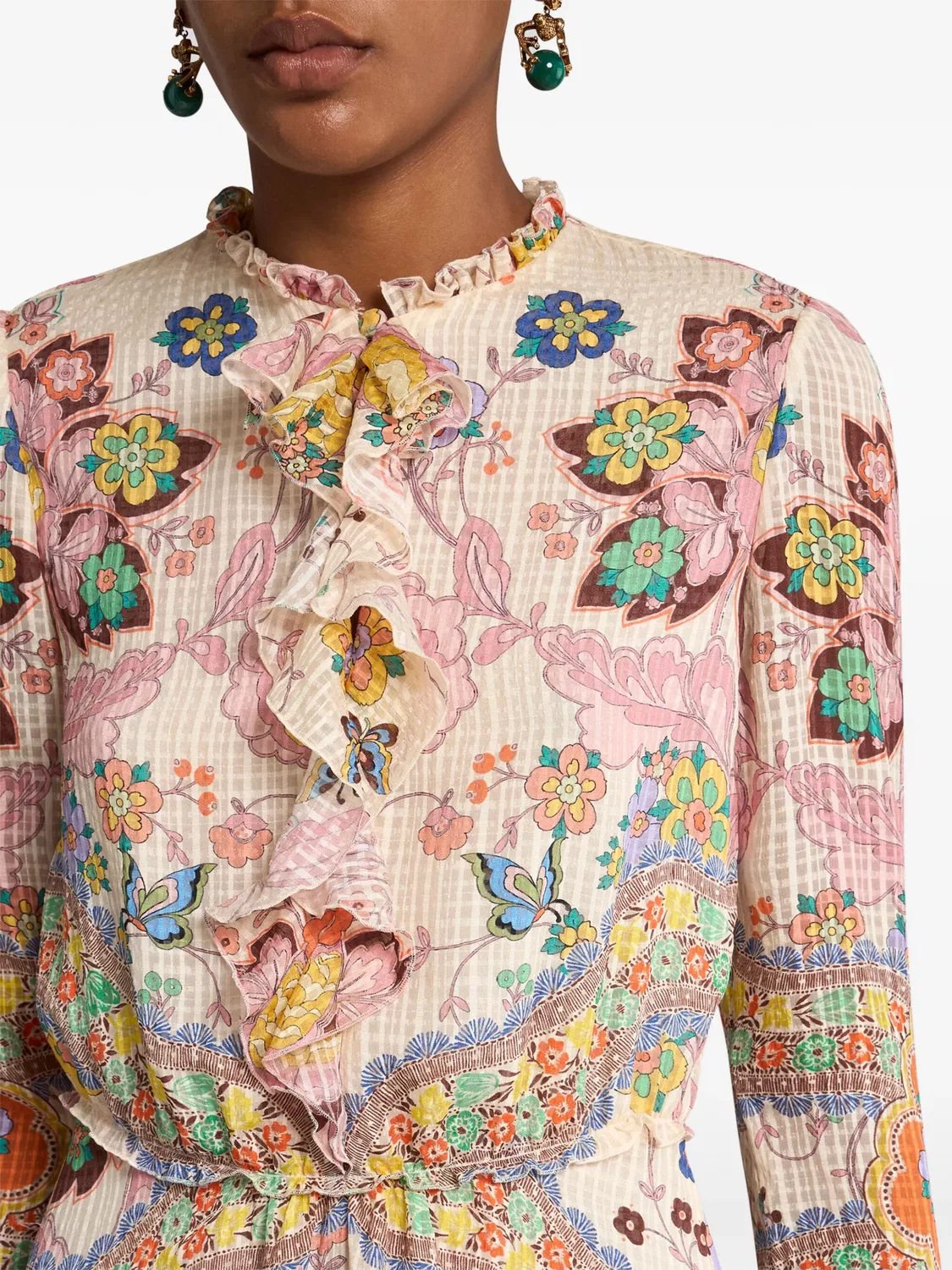 Мини-платье с рюшами ETRO, бежевый — фото 2