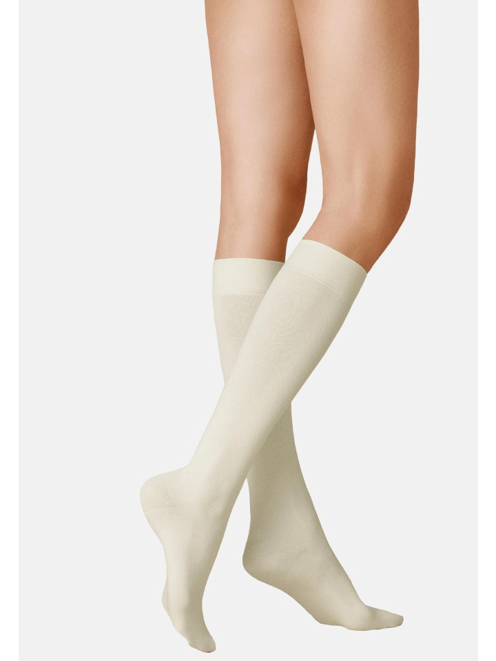 

Kunert Высокие носки до колена с комфортной внутренней лентой из чувственного хлопка, зимнего белого цвета