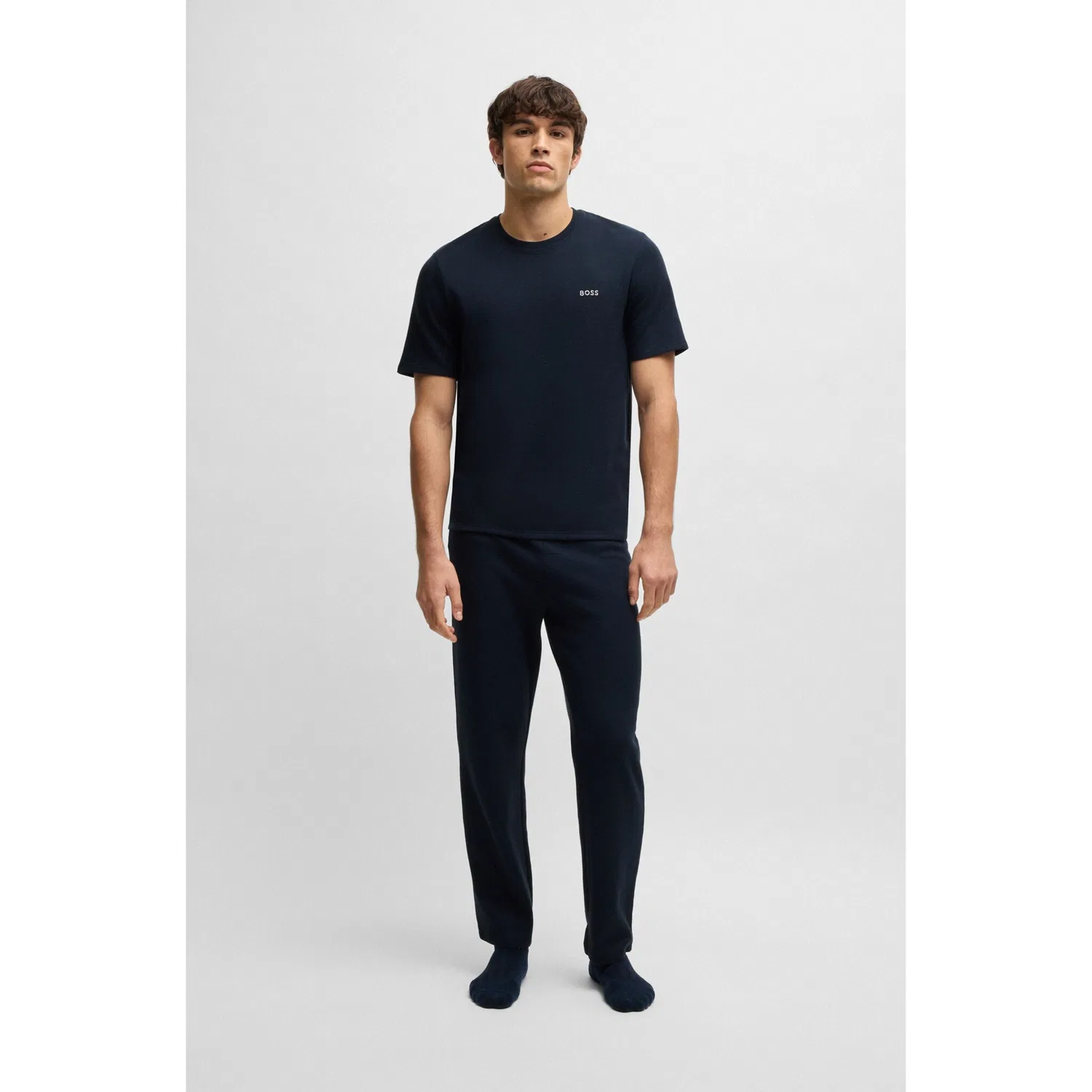 Мужская пижамная футболка с вафельной структурой BOSS, Dark Blue — фото 4