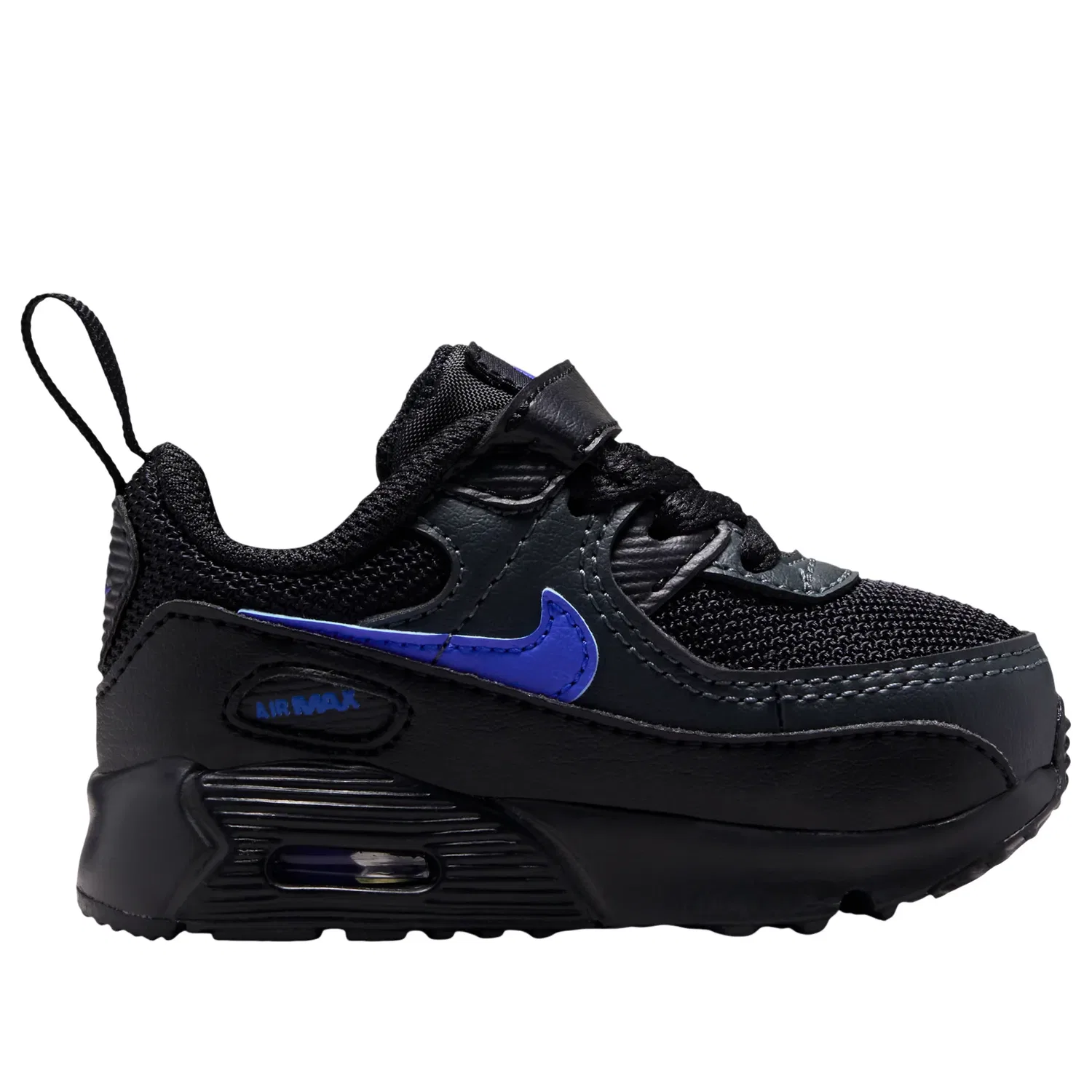 Детские кроссовки с синтетическим верхом Air Max 90 'Black Dark Smoke Grey Racer Blue' Nike, Black Dark Smoke Grey Racer Blue — фото 2