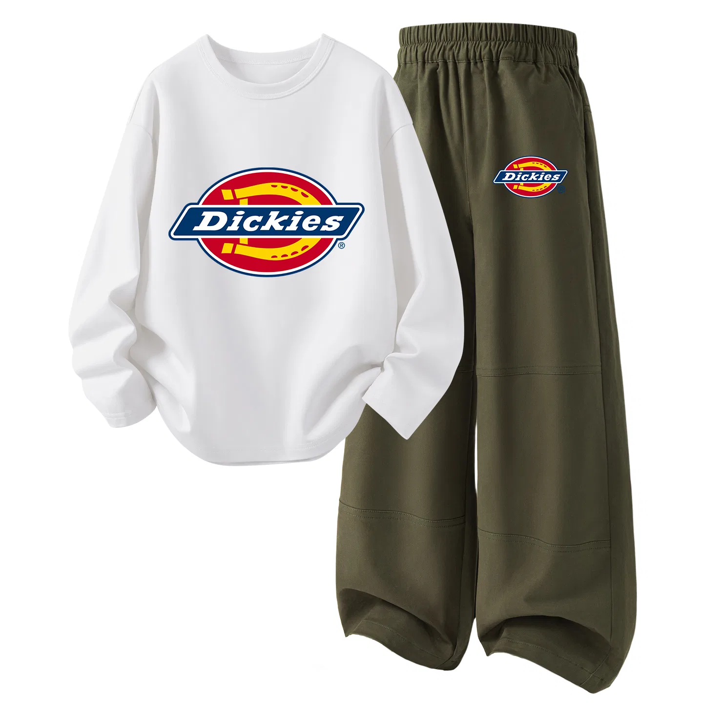 Детский спортивный комплект с принтом Dickies, Standard Thick White+Silicone Standard K Beech Wood Green