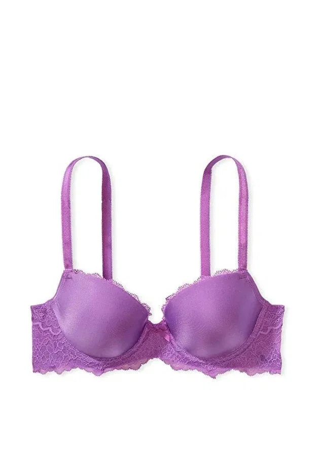 Женский бюстгальтер кружевной Dream Angels Light Support Lace Demi Bra Victoria'S Secret, Purple Wave — фото 4