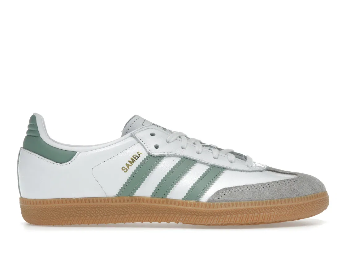 Детские кроссовки с замшевыми вставками Adidas Samba OG, Cloud White/Silver Green/Gum