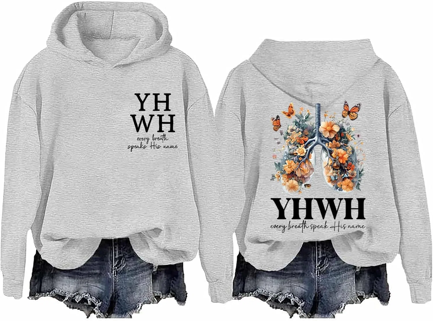 Женское худи с принтом, модель YHWH Hoodie, хаки — фото 3