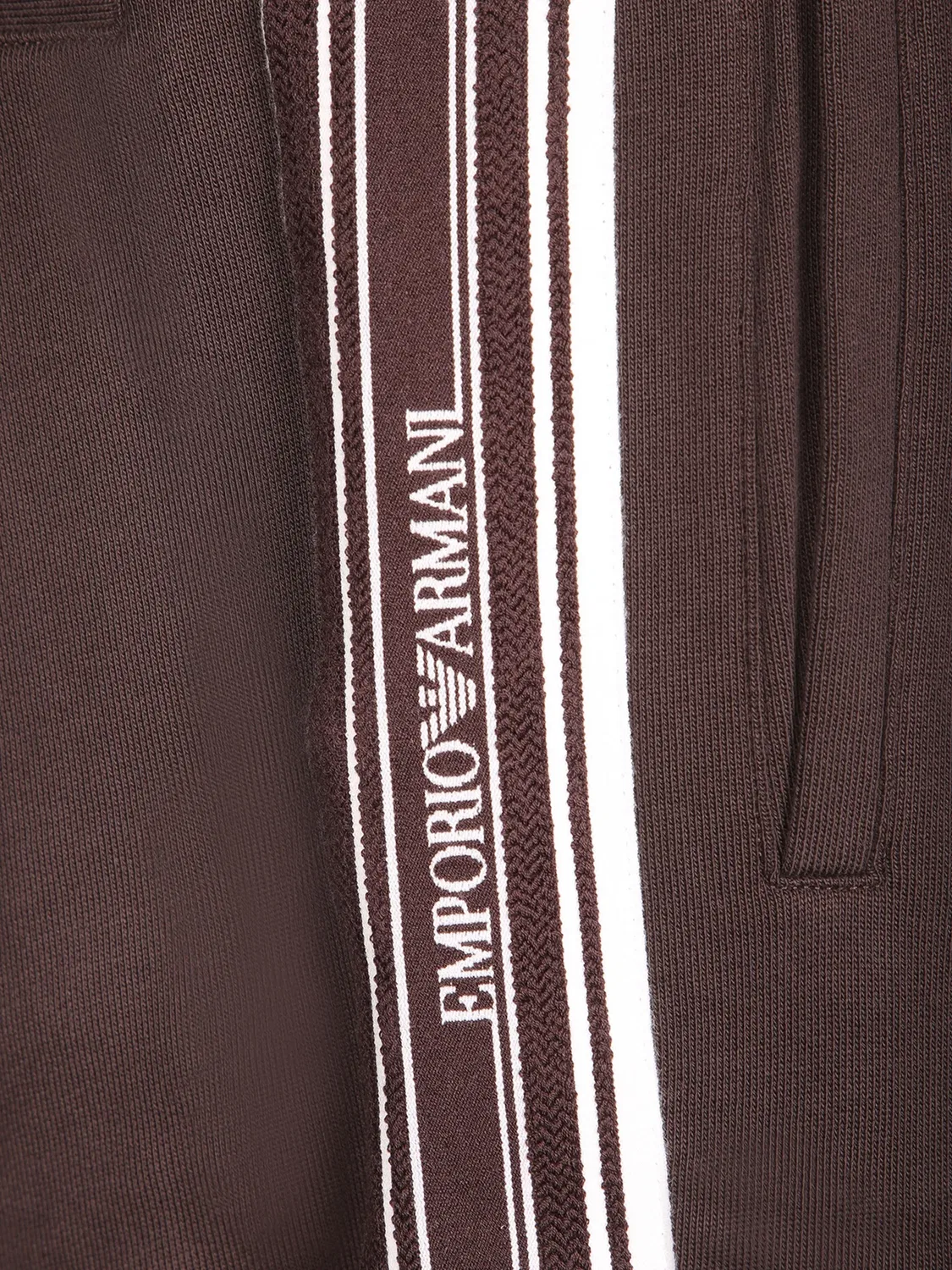 Брюки из джерси с боковыми лампасами Emporio Armani, коричневый — фото 3