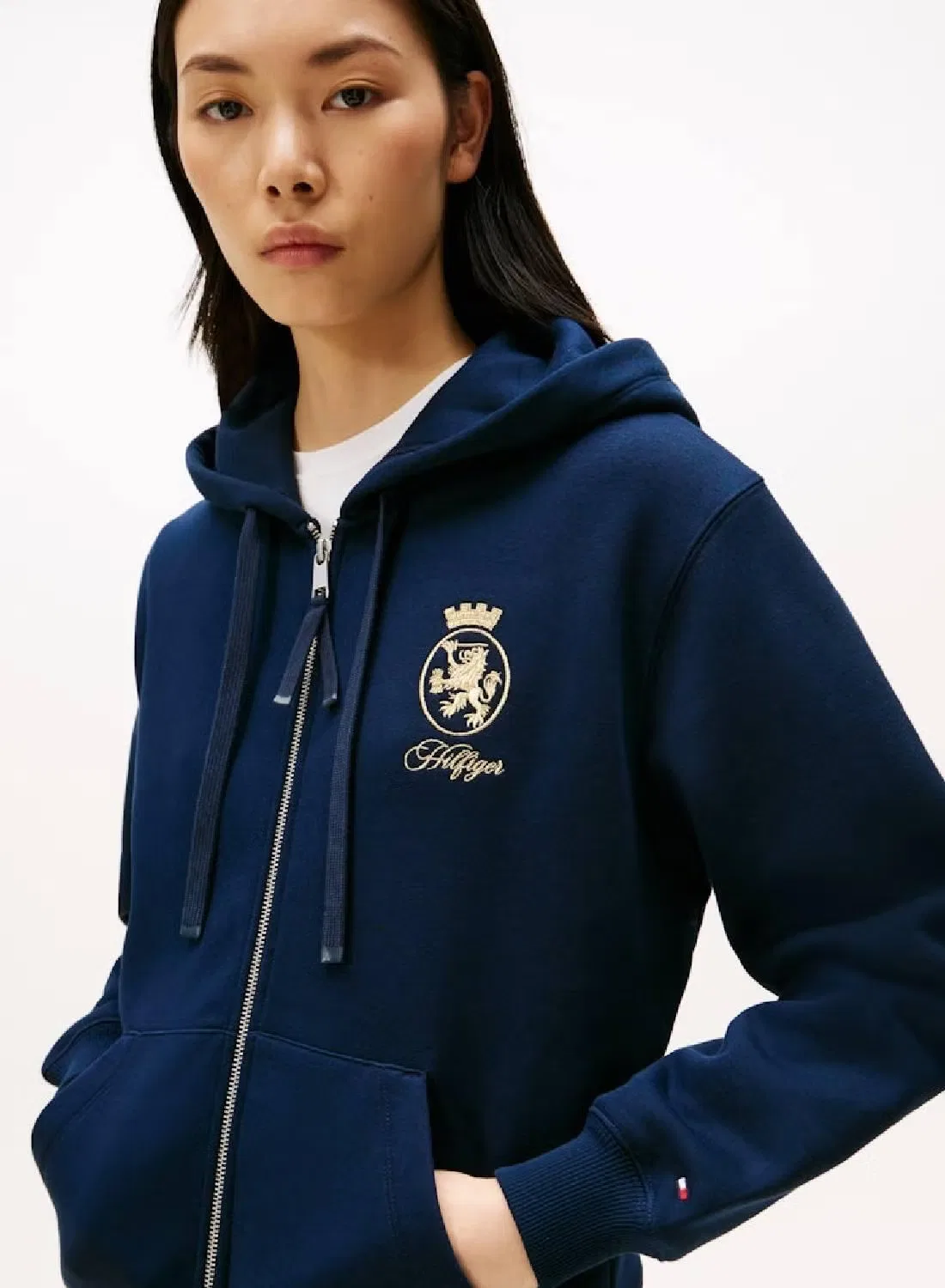 Худи на молнии с вышивкой Crest Tommy Hilfiger, темно-синий