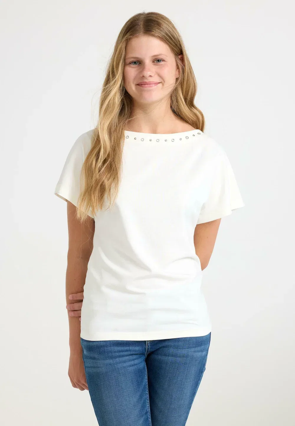 Футболка с короткими рукавами и заклепками - футболка с принтом Lindex, Off White — фото 2