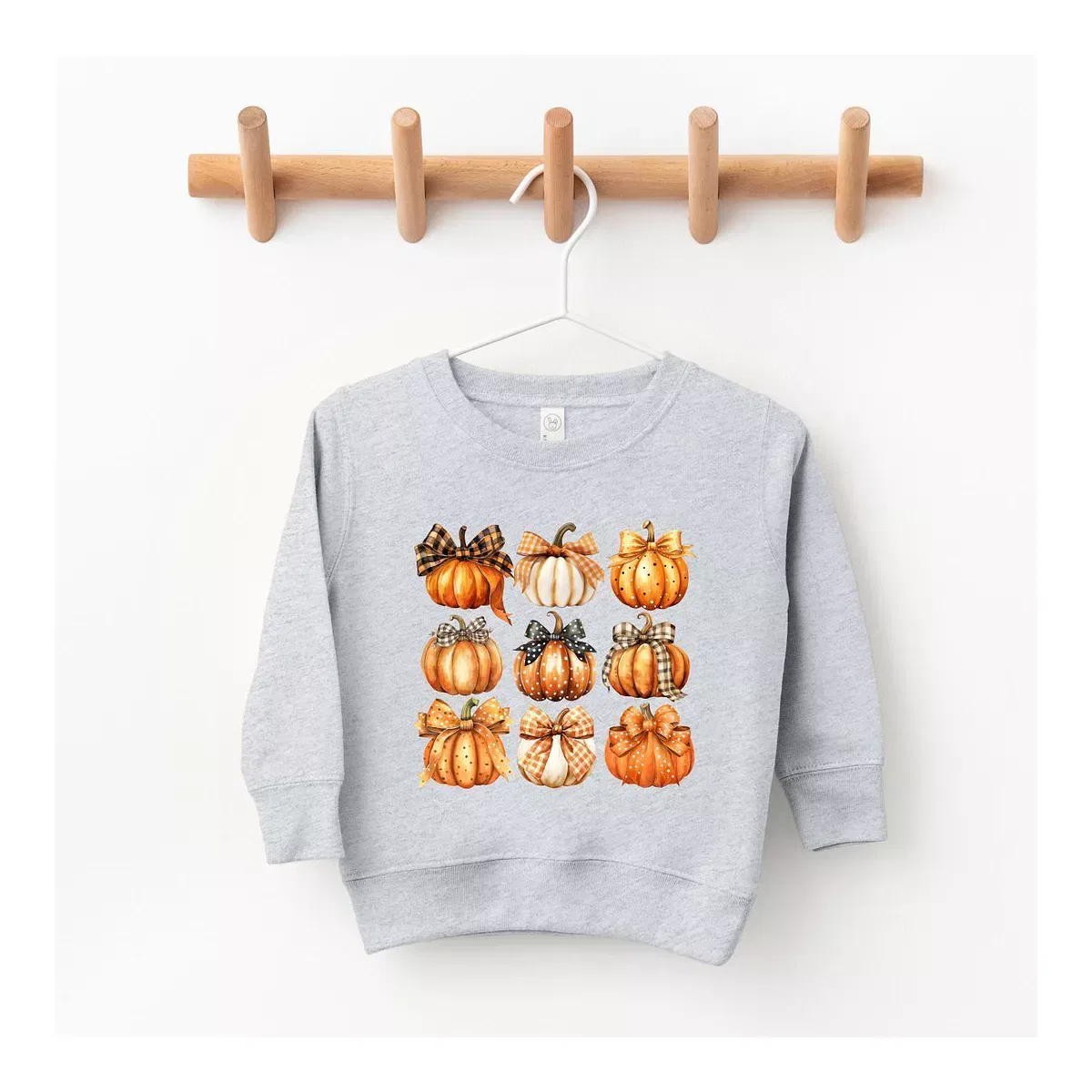 Детский свитшот с принтом The Juniper Shop Coquette Fall Pumpkin Chart, Heather Grey