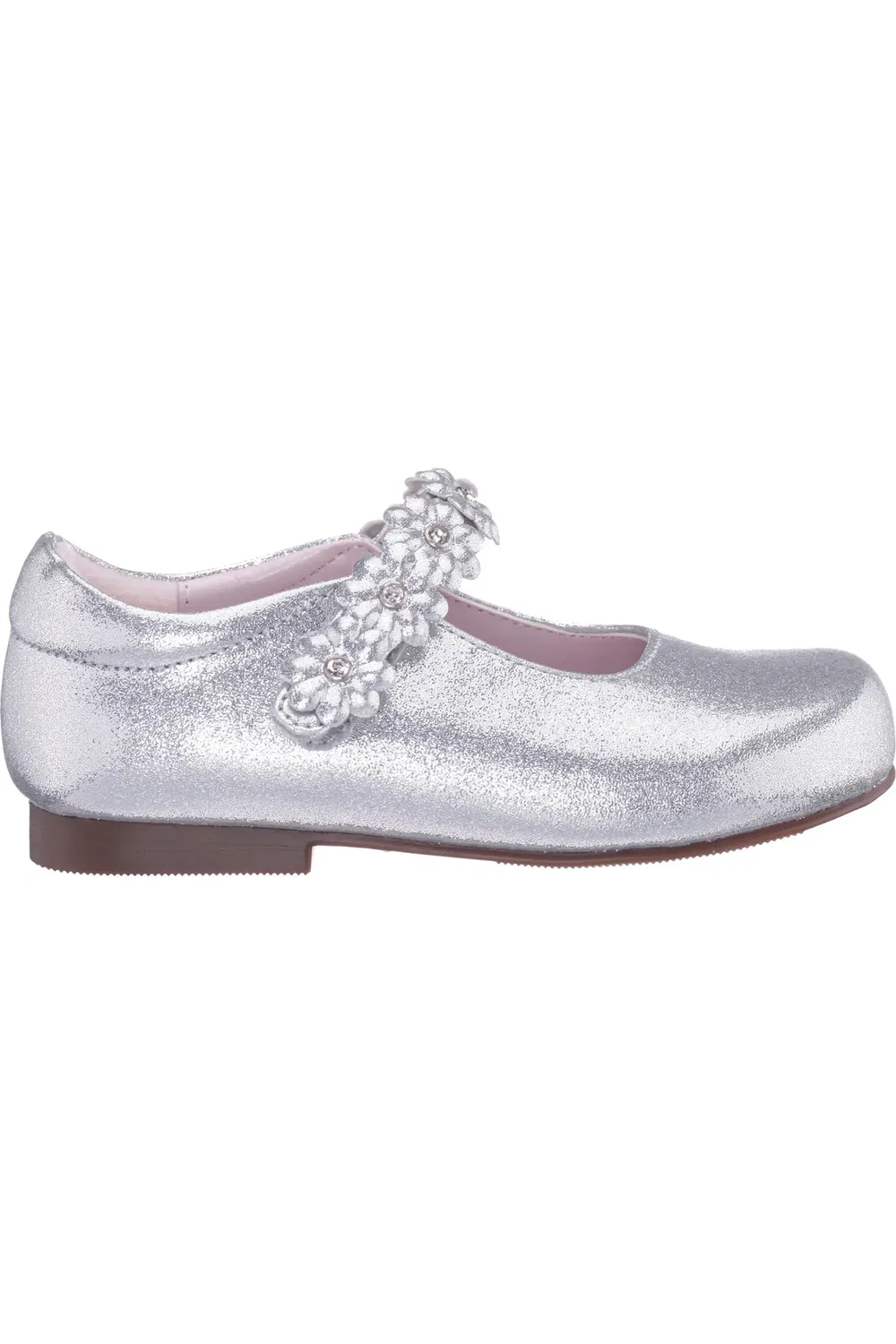 Балетки детские с цветочными аппликациями Tuley Nina, Silver Shimmer — фото 3