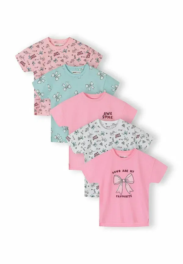 Футболка с принтом 5 Pack Short Sleeve Tee Minoti Pink, White, белый/синий/розовый