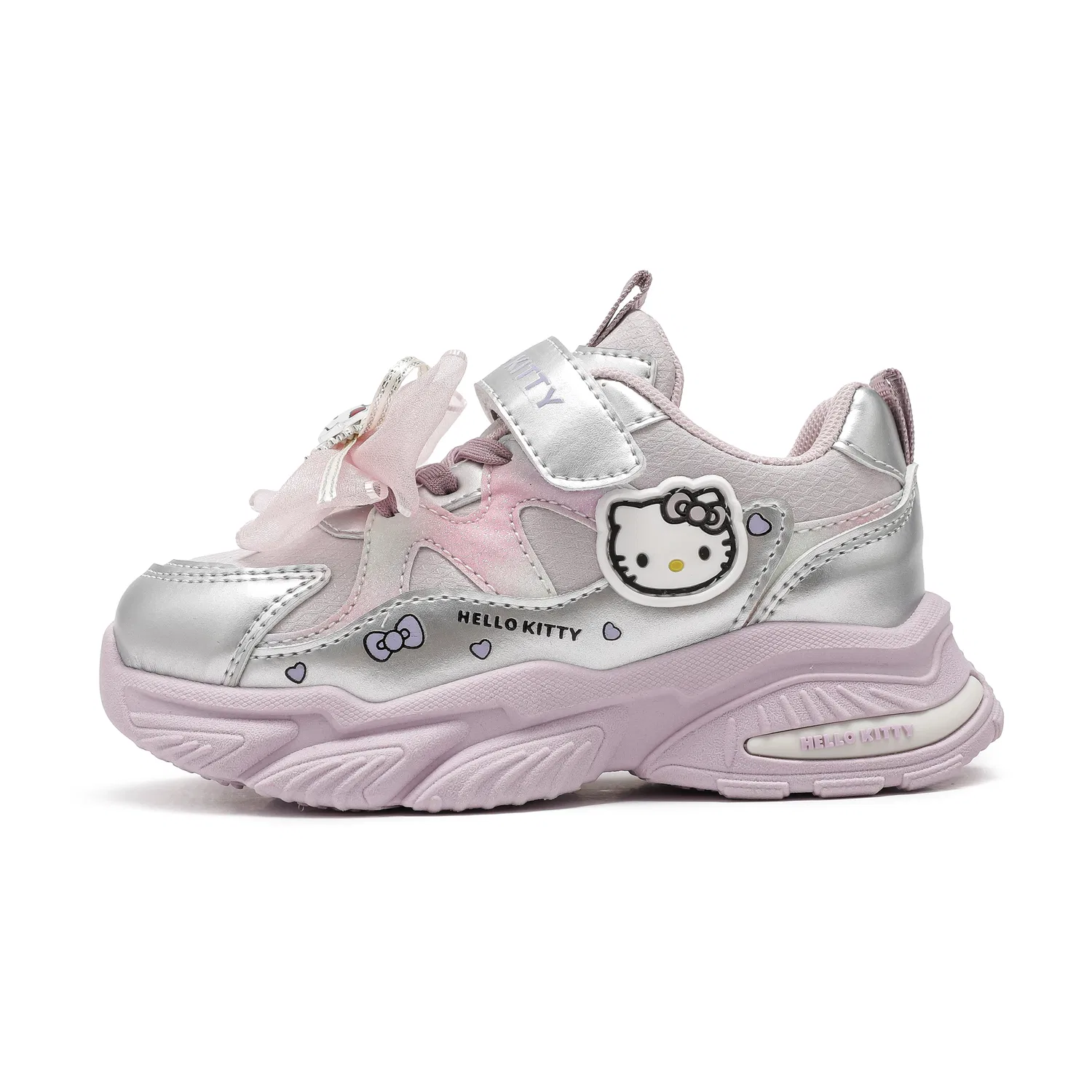 Детские кежуал-кроссовки с принтом Hello Kitty Sanrio, Silver/Pink