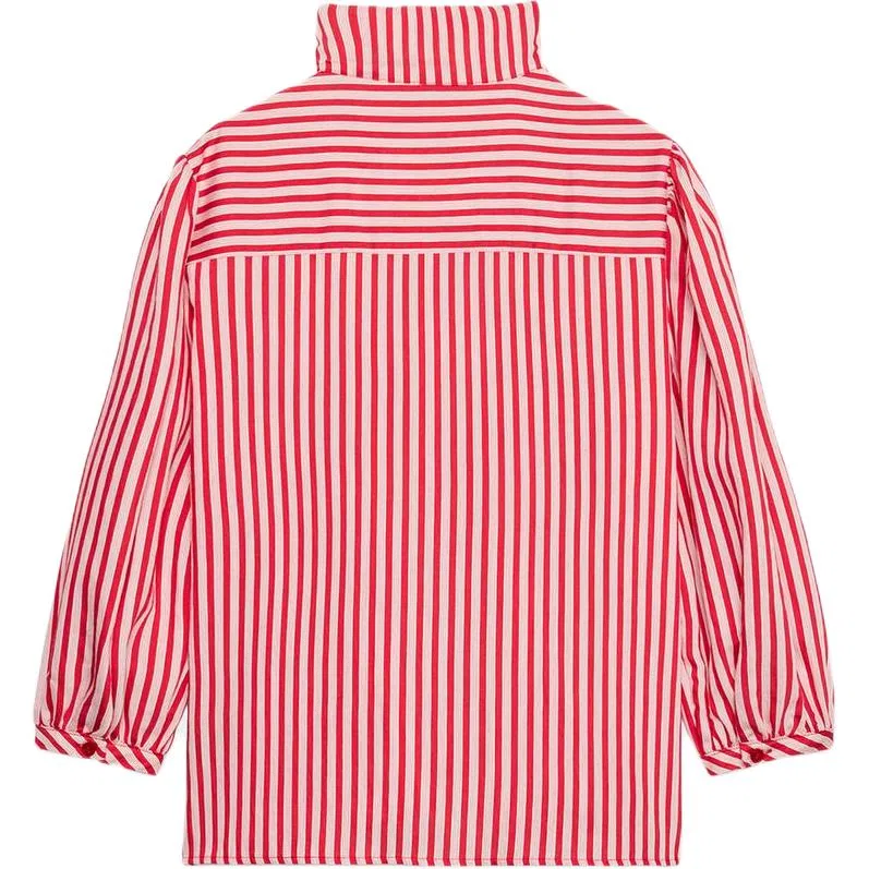 Женская рубашка с воротником-стойкой White/Red ZARA, Белый/Красный — фото 3