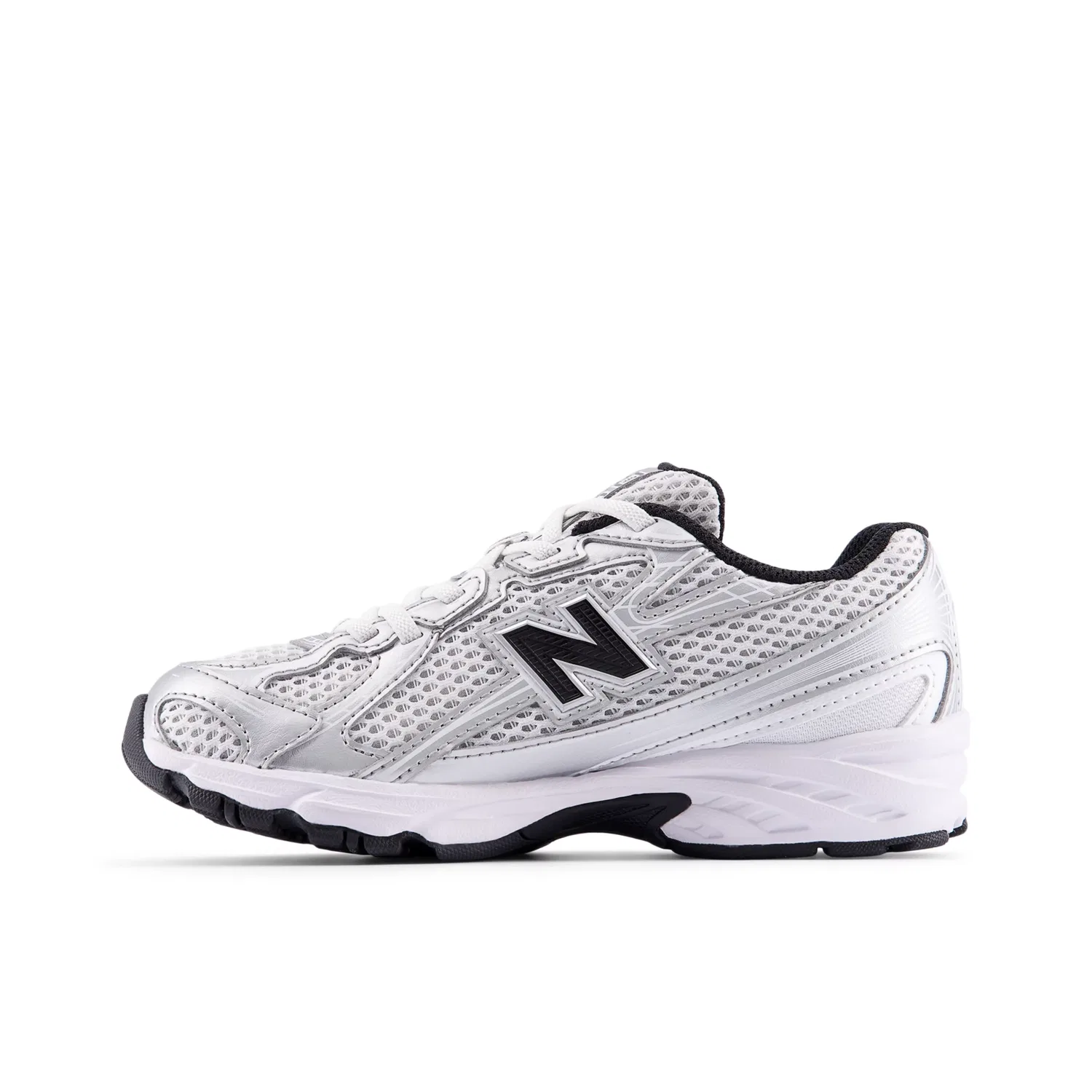 Детские кроссовки с эластичной шнуровкой 740 Bungee Lace New Balance, Silver Metallic With Black — фото 3