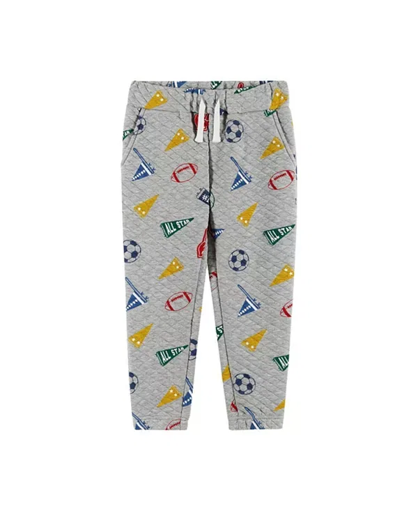 Детский комплект для мальчиков с принтом Varsity Hooded Sweatshirt and Pant Lounge Set Andy & Evan, Grey Varsity — фото 4