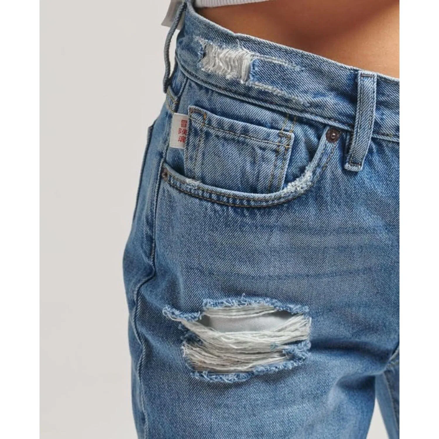 Женские джинсы с высокой посадкой Superdry High Rise Straight, Blue — фото 3